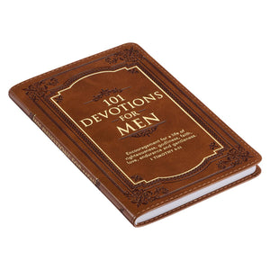 101 Devotions for Men  Tawny Brown Faux Leather Devotional -