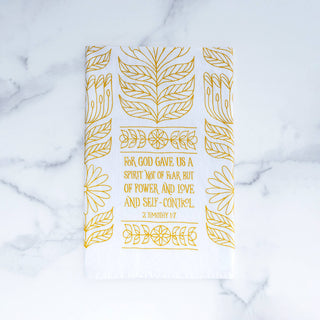 Power, Love & Self-Control Scripture Tea Towel — 24"x20"