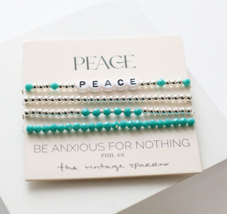 Peace Silver Stack Bracelet Set