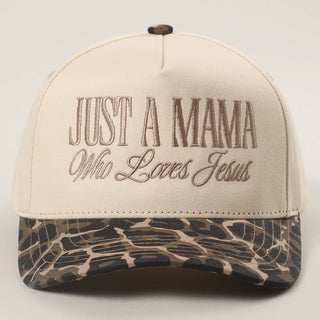 JUST A MAMA WHO LOVES JESUS Embroidery Two-Tone Trucker Hat