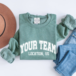Custom Varsity Arched Mascot Team Sweatshirt
