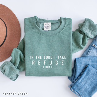 In the Lord I Take Refuge Psalm 61 Crewneck Sweatshirt - March 2026 Collection - Front Only