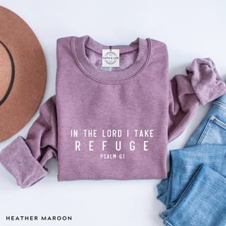 In the Lord I Take Refuge Psalm 61 Crewneck Sweatshirt - Front and Back Design - March 2026 Collection