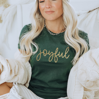 Joyful Gold Glitter Christian Christmas Tee Shirt