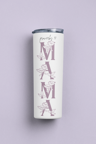 Proverbs 31 Mama Christian Stainless Steel Insulated 20oz. Travel Tumbler With Straw For Hot or Cold Beverages