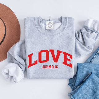 Love John 3:16 Christian Cozy Crewneck Valentine Sweatshirt