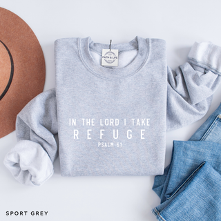 In the Lord I Take Refuge Psalm 61 Crewneck Sweatshirt - Front and Back Design - March 2026 Collection