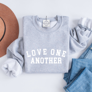 Love One Another Christian Cozy Crewneck Valentine Sweatshirt
