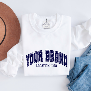 Custom Varsity Arched Mascot Team Sweatshirt