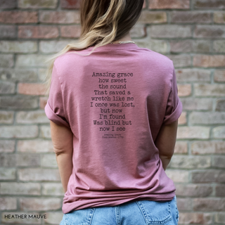 Amazing Grace Hymn Vintage Wash Tee Shirt Front and Back Design