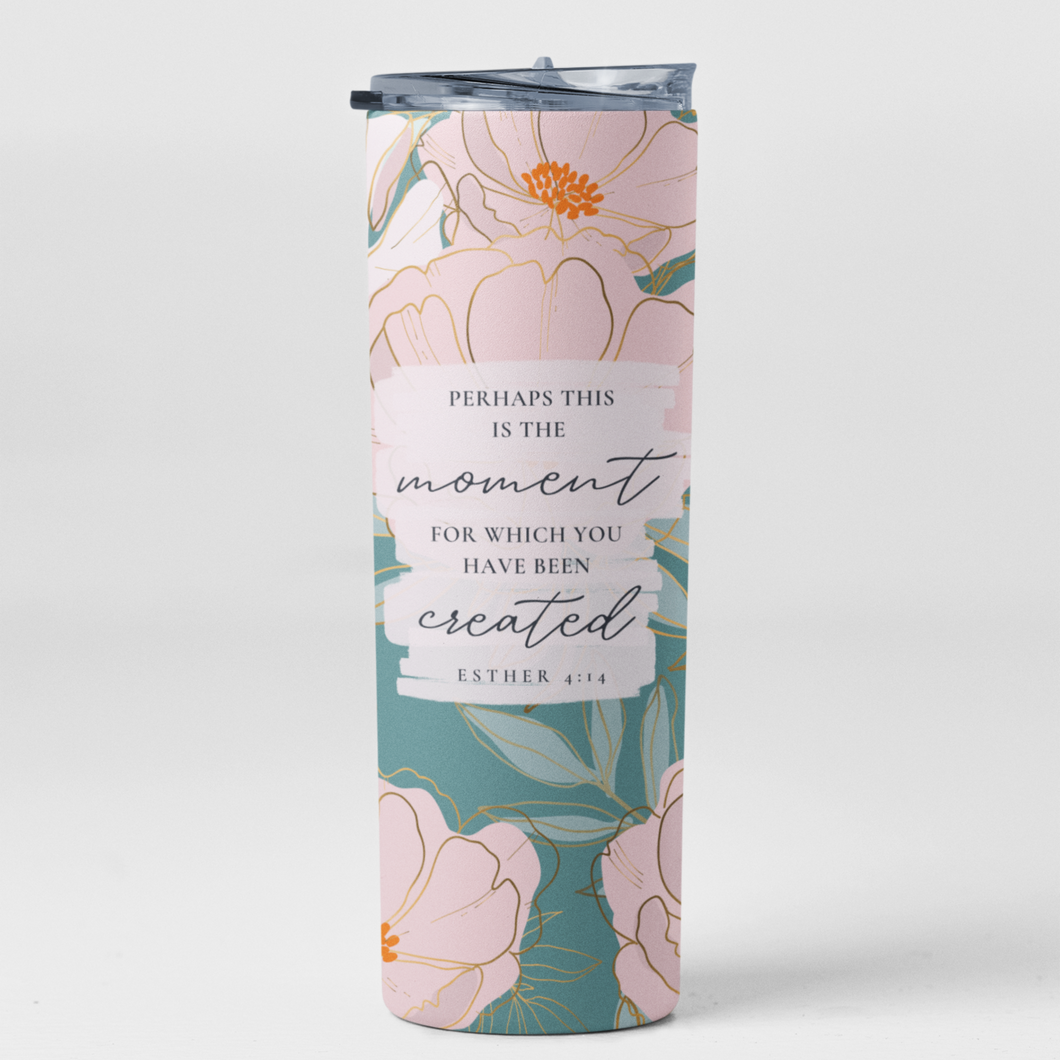 Perhaps This Is The Moment Floral Esther Bible Verse Tumbler