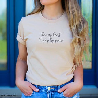 Come, Thou Fount Of Every Blessing Hymn Vintage Wash Tee Shirt Front and Back Design