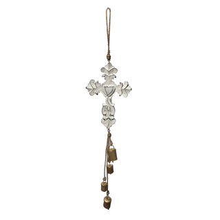 St. Valentine Wood Cross Hanging Chapel Bells Wind Chime