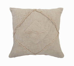 Roston Solid Double Diamond Cotton Throw Pillow, Birch
