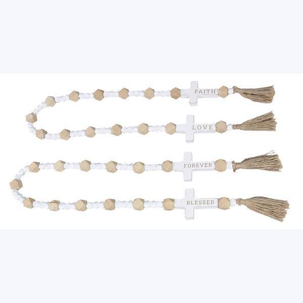 Wood Geometric Bead with Cross Attachment