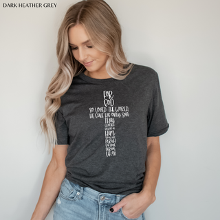 John 3:16 Cross Tee Shirt in Multiple Color Options- Naptime Faithwear