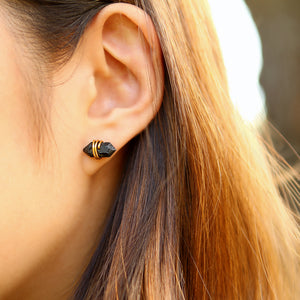 Lava Stone Aromatherapy Crystal Point Post Earrings