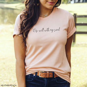 It Is Well With My Soul Hymn Vintage Wash Tee Shirt Front and Back Design