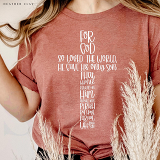 John 3:16 Cross Tee Shirt in Multiple Color Options- Naptime Faithwear