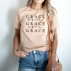 Grace Upon Grace Crew Neck Tee in Neutral/Warm Color Options- Naptime Faithwear