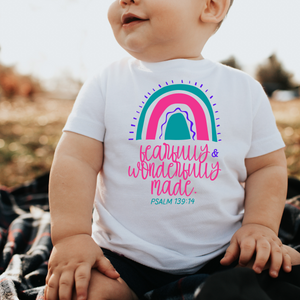 Fearfully and Wonderfully Made Kids T Shirt (3-6 Months through Youth XL)