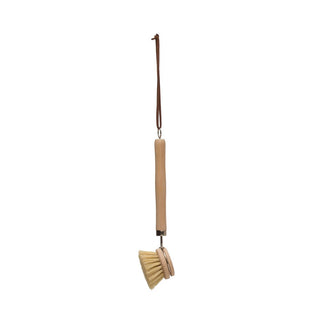 Beech Wood Dish Brush w/ Leather Strap