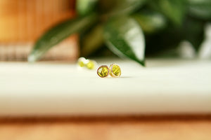 14k Gold Peridot Gemstone Stud Earrings